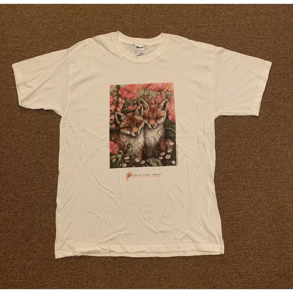 Vintage 00s Wildlife Land Trust Shirt L The Humane Society Of The U.S Baby Fox